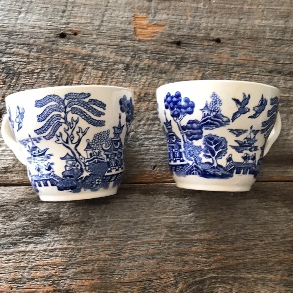 Blue Willow Coffee Cups - Set of Two